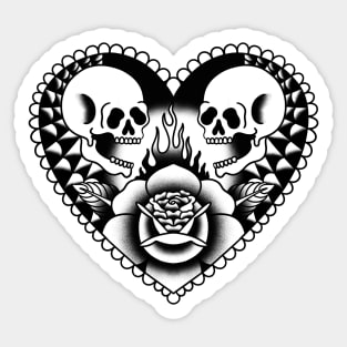 Skull Love Traditional Tattoo Sticker